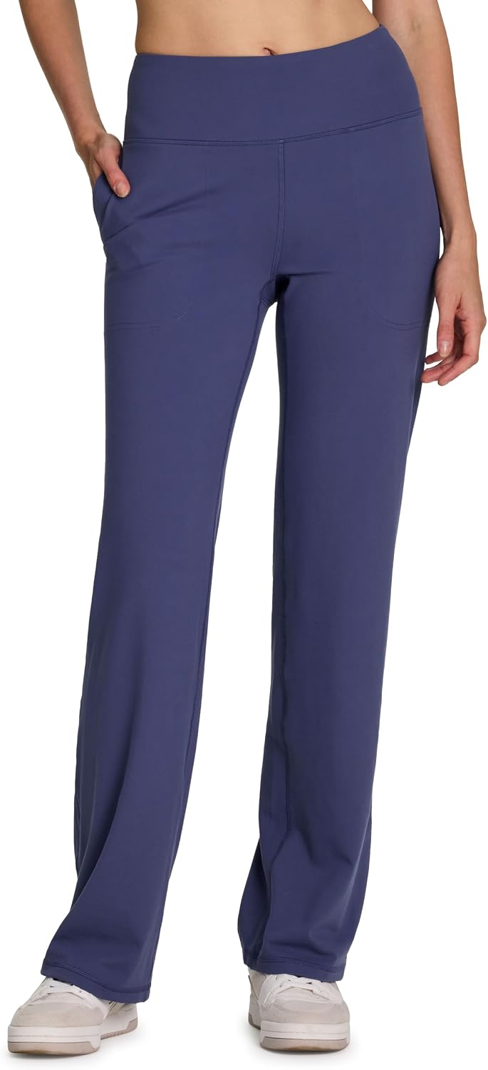 Active Yoga Pants for Tummy Control Boot Cut Flare Legging Buttery Soft Sweatpants with Pockets