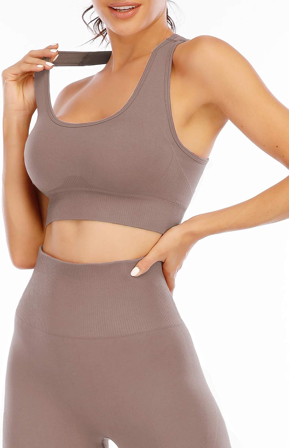 Workout Sets for 2 Piece High Waisted Seamless Leggings with Padded Stretchy Sports Bra Sets Gym Clothes
