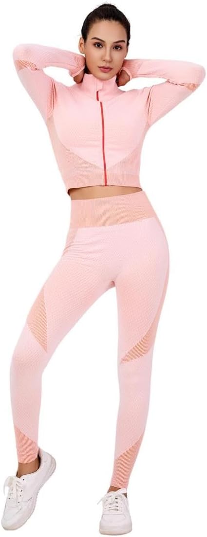 3-Piece Seamless Workout Set – High-Waist Leggings Sports Bra & Crop Top – Yoga & Fitness Gym Activewear