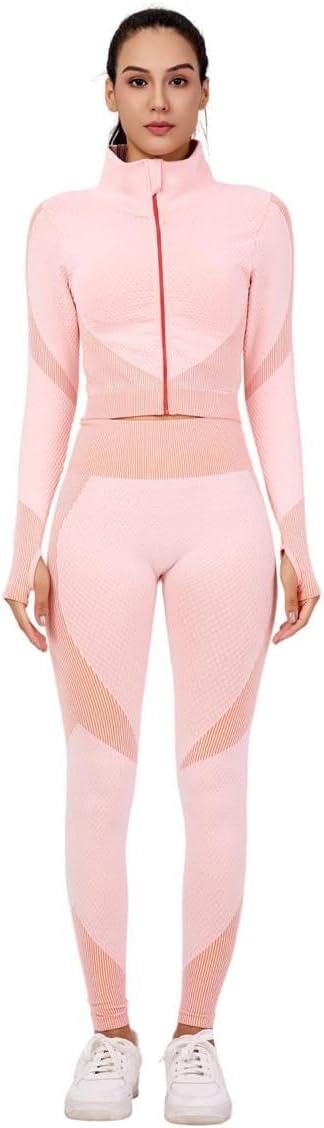 3-Piece Seamless Workout Set – High-Waist Leggings Sports Bra & Crop Top – Yoga & Fitness Gym Activewear