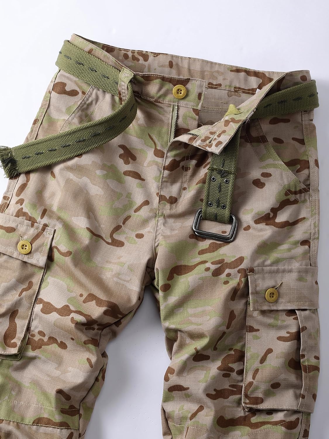 Camo Cargo Work Pants Ripstop Wild Army Military BDU Outdoor Trousers with 8 Pocktets (No Belt)