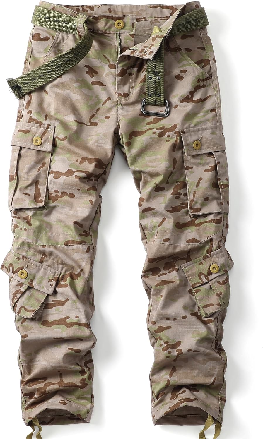 Camo Cargo Work Pants Ripstop Wild Army Military BDU Outdoor Trousers with 8 Pocktets (No Belt)