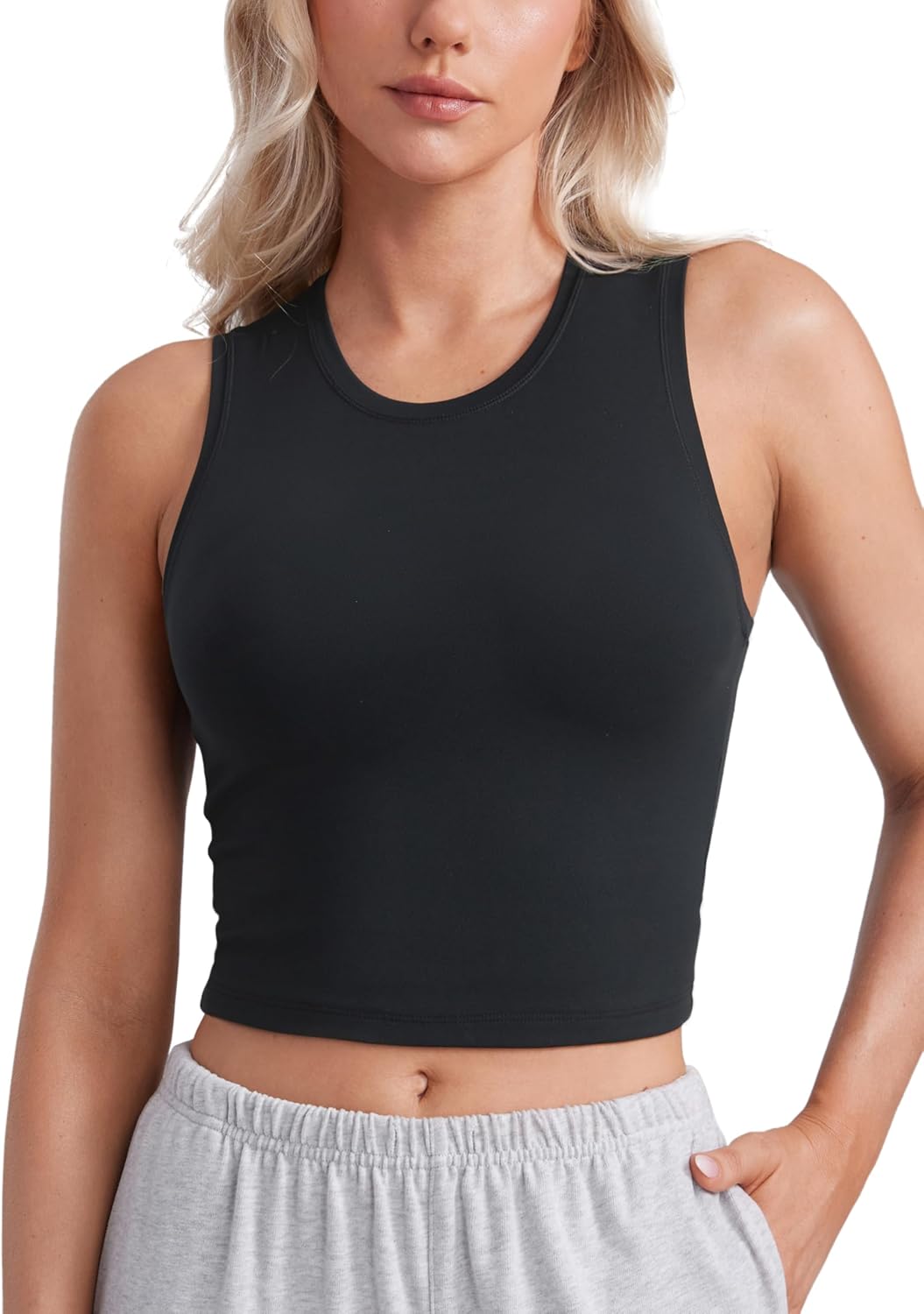 Soft Double Lined Tank Tops for - Yoga Workout Casual Going Out High Neck Basic Sleeveless Shirt