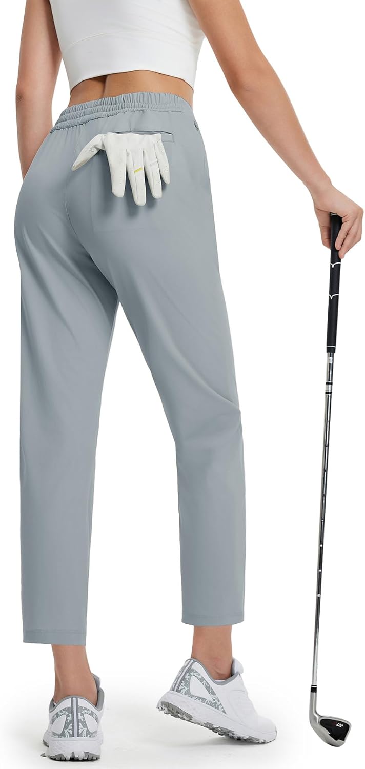 Golf Pants with Zip Pockets 7 8 Ankle Stretch Sweatpants for Athletic Hiking Travel Work Lounge