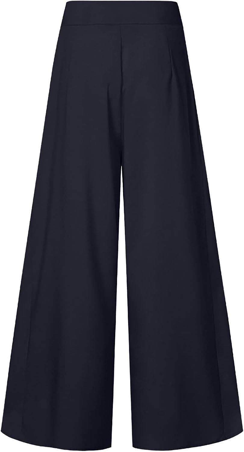 Wide Leg Palazzo Pants - High Waisted Flow Dress Pants Business Trousers
