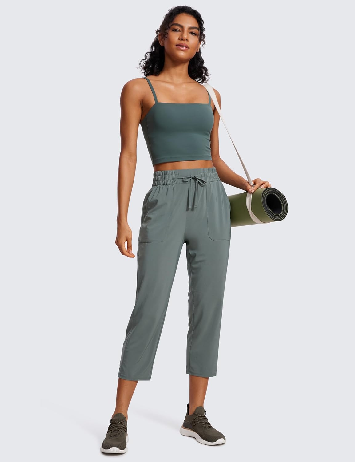 Capri Cropped Casual Lounge Work Athletic Travel Pants with Pockets Quick Dry Summer