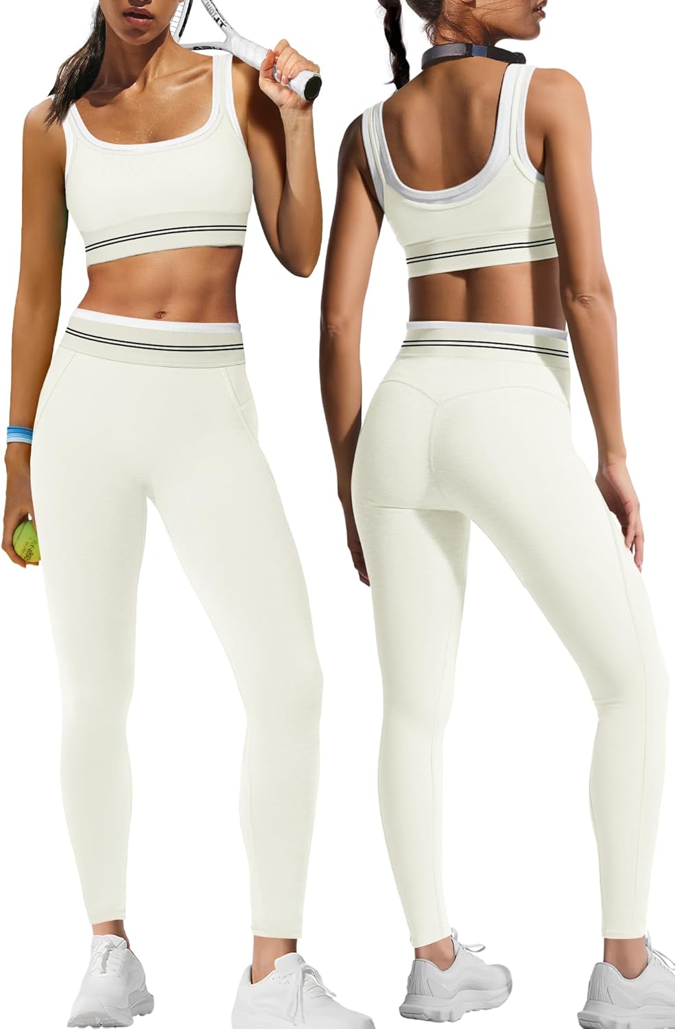 Yoga Set 2 Piece Outfits Workout Set Gym Matching Sports Bra and High Waist Leggings Activewear