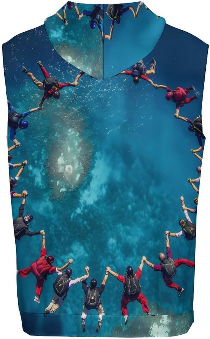 Teamwork Skydiving Ring 's Workout Hooded Tank Tops Casual Gym Hoodies Muscle Cut Off Sleeveless T Shirt