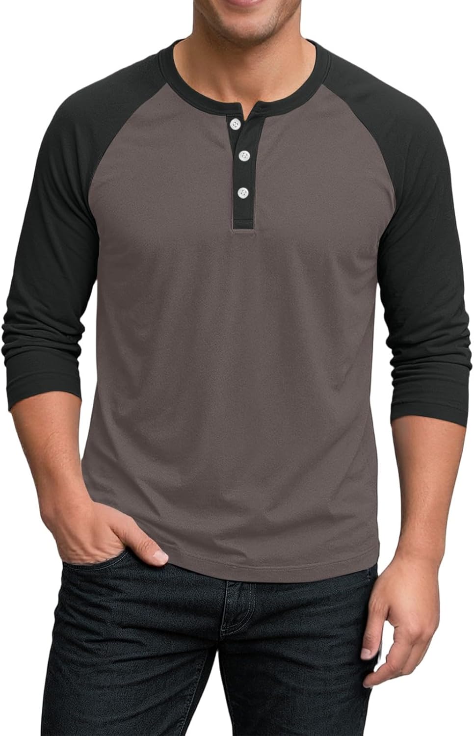 Henley Fall Shirts for Raglan 3 4 Sleeve Jersey Baseball T-Shirts Casual Round Neck Athletic Tee Tops
