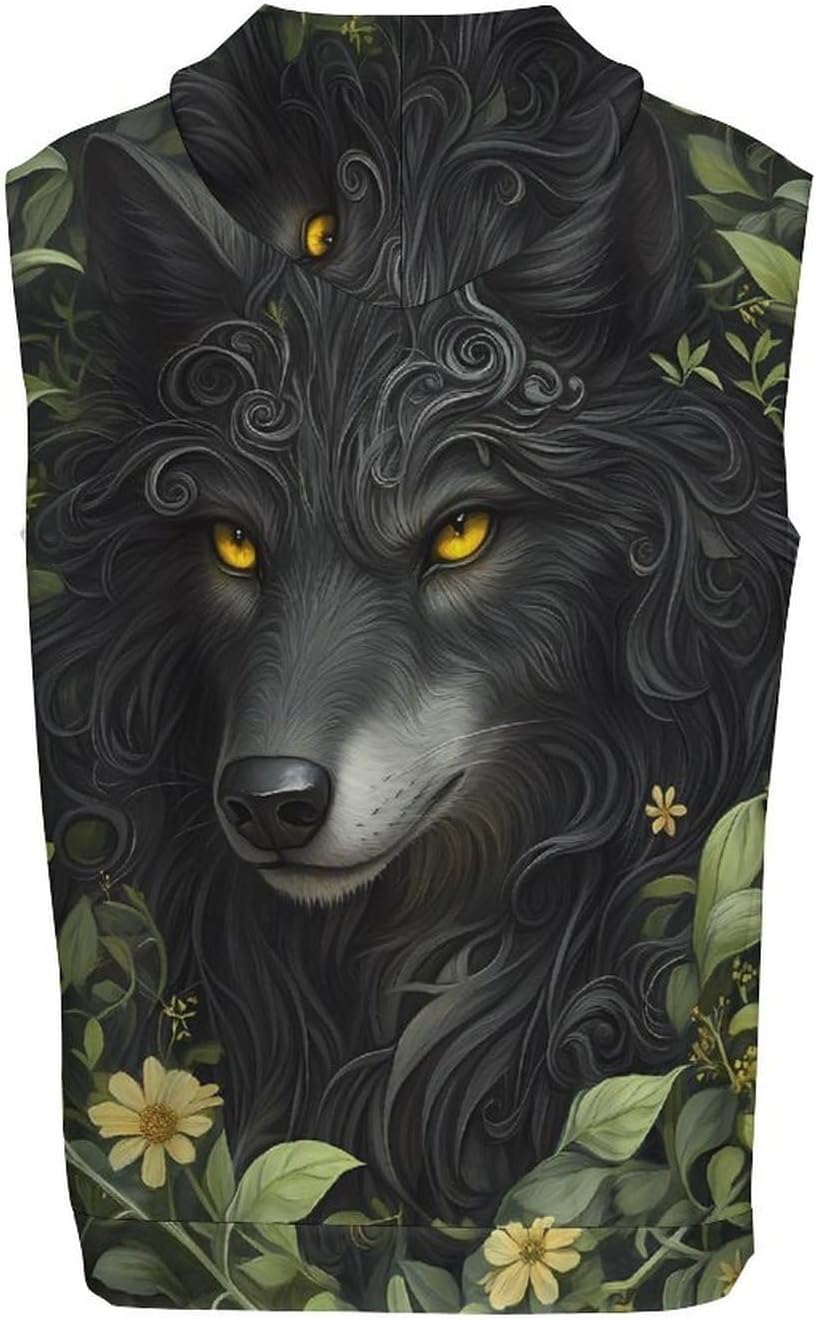 Wolf 's Workout Hooded Tank Tops Casual Gym Hoodies Muscle Cut Off Sleeveless T Shirt