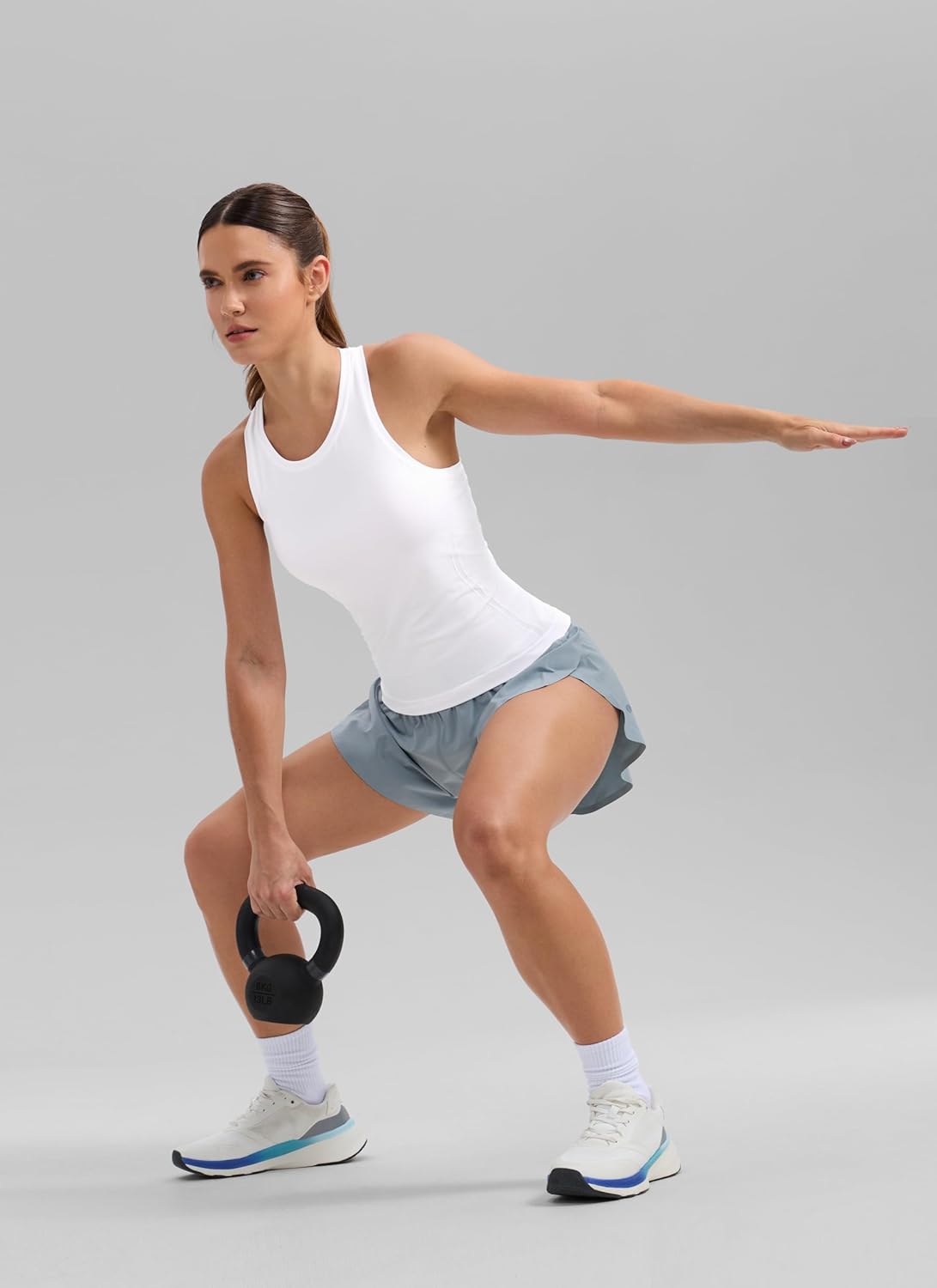 Seamless Workout Tank Tops for - Athletic Running Gym Sleeveless Shirts Crewneck Racerback Breathable