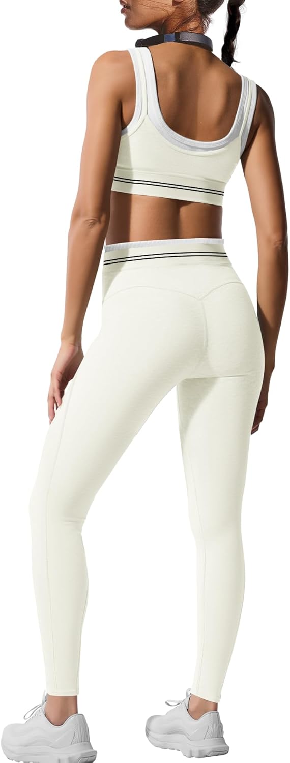 Yoga Set 2 Piece Outfits Workout Set Gym Matching Sports Bra and High Waist Leggings Activewear