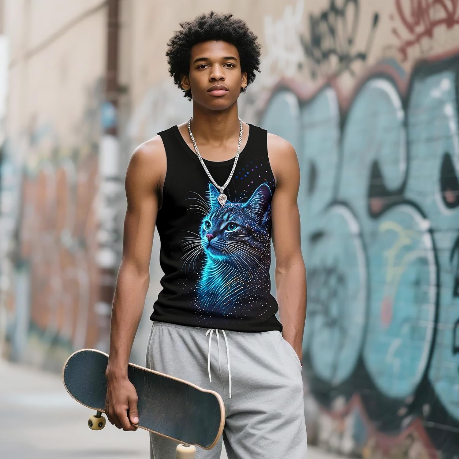 3D Graphic Rave Tank Tops Sleeveless Quick Dry Workout Shirts for Summer Vacation Sports Gym
