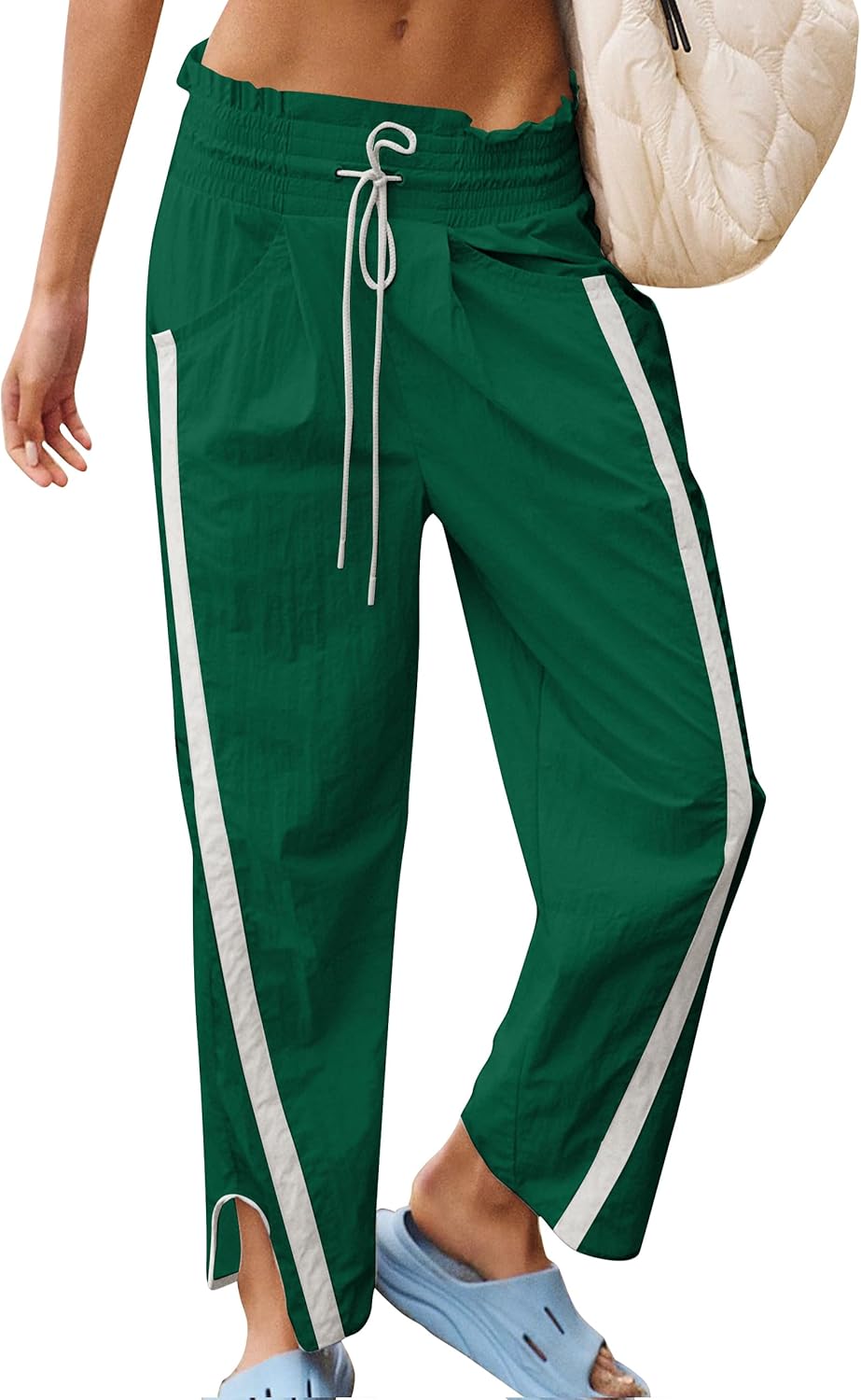 Track Pants Casual Drawstring Barrel Pant Baggy Contrast Color Workout Pants with Pockets