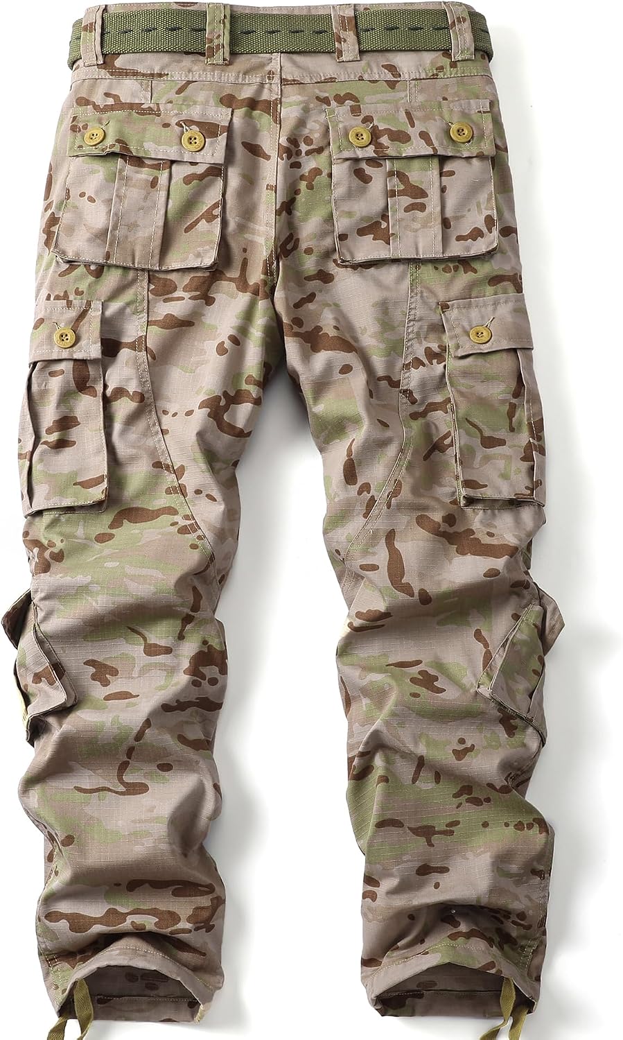 Camo Cargo Work Pants Ripstop Wild Army Military BDU Outdoor Trousers with 8 Pocktets (No Belt)
