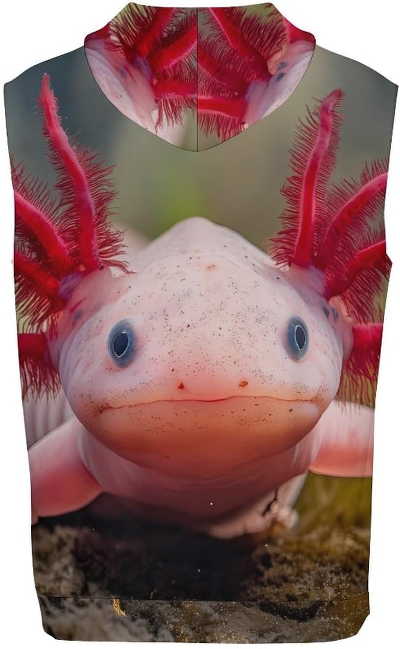 Axolotl 's Workout Hooded Tank Tops Casual Gym Hoodies Muscle Cut Off Sleeveless T Shirt
