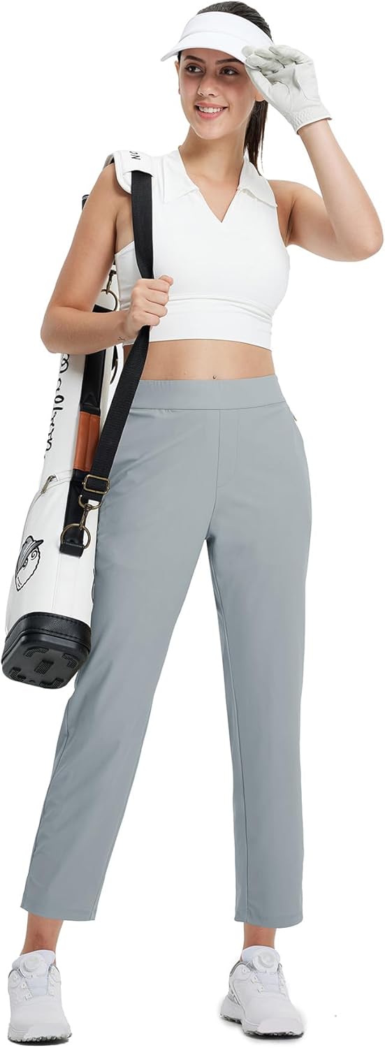 Golf Pants with Zip Pockets 7 8 Ankle Stretch Sweatpants for Athletic Hiking Travel Work Lounge