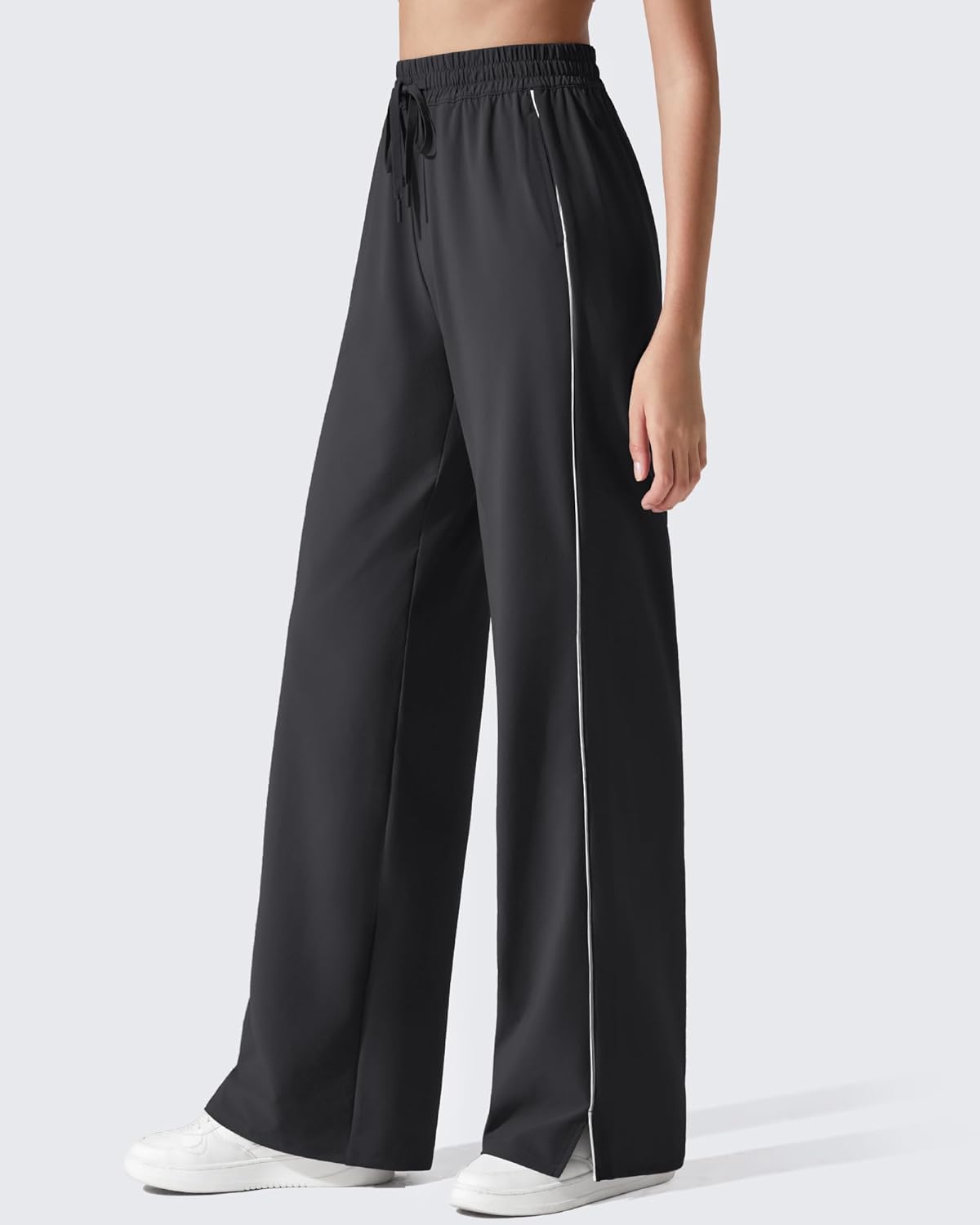 Track Pant with Pockets Wide Leg Jogging Sweatpants Drawstring Casual Trousers