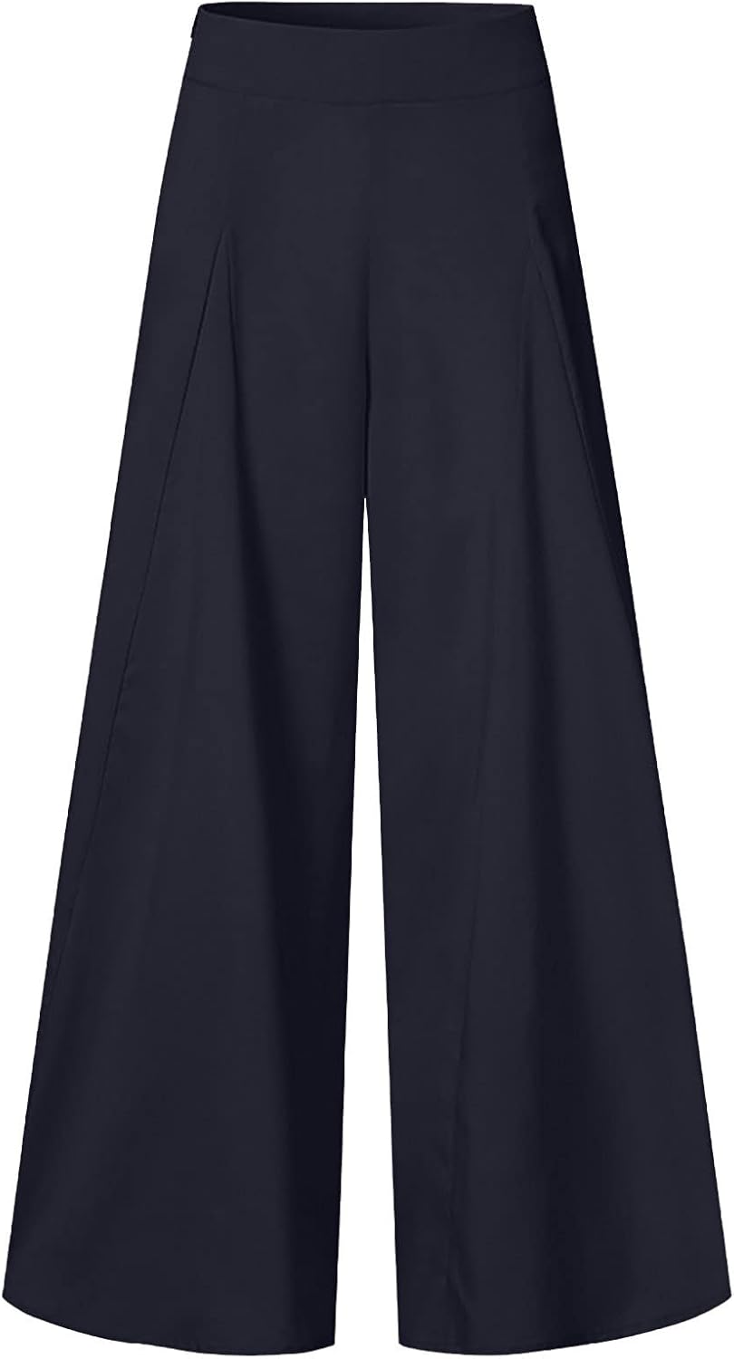 Wide Leg Palazzo Pants - High Waisted Flow Dress Pants Business Trousers