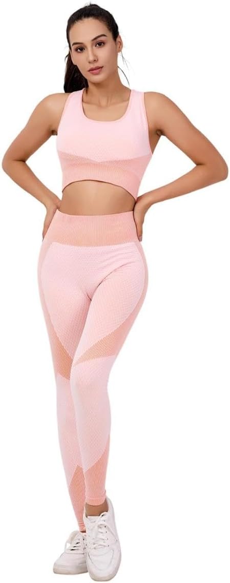 3-Piece Seamless Workout Set – High-Waist Leggings Sports Bra & Crop Top – Yoga & Fitness Gym Activewear