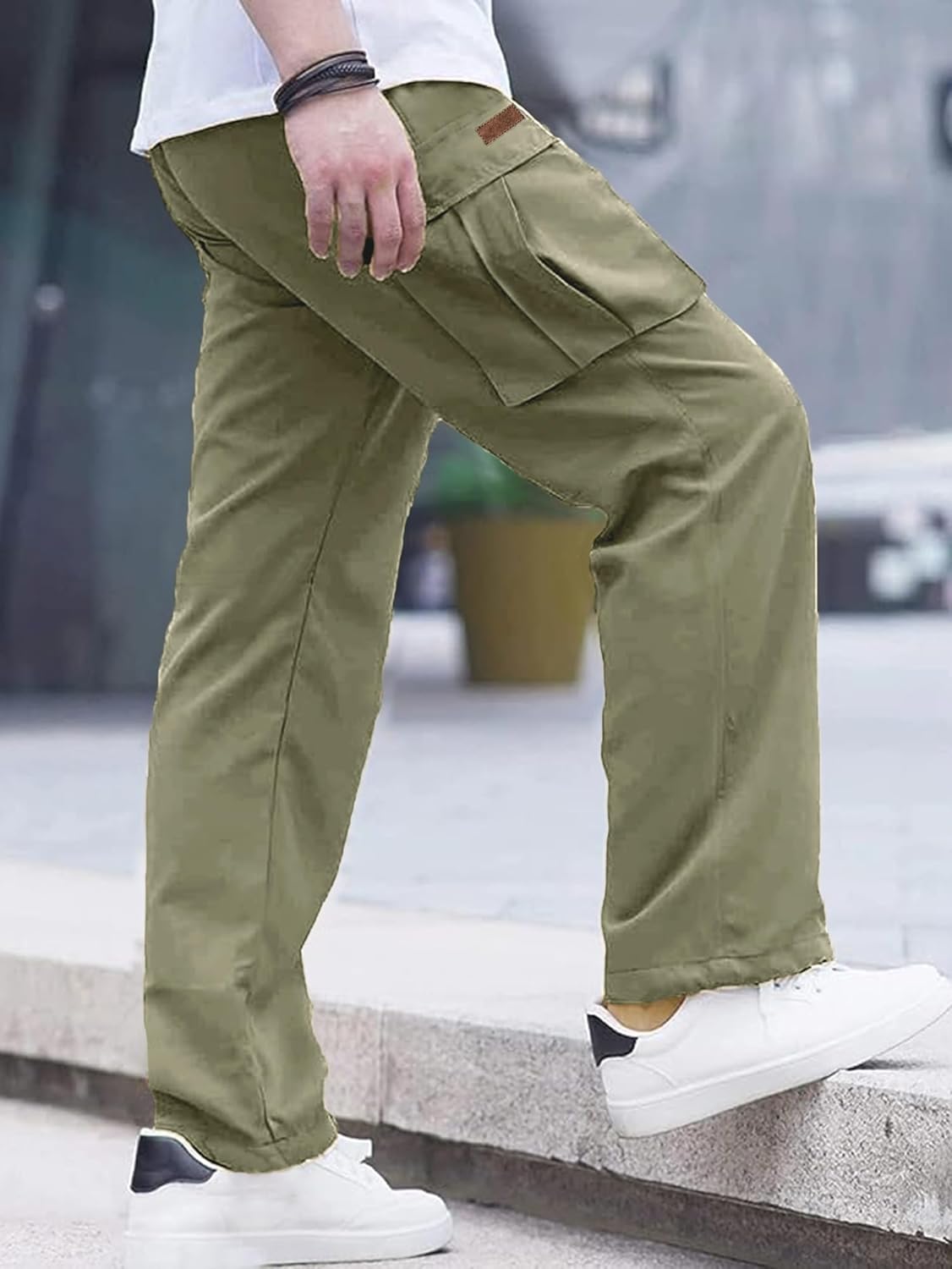 Casual Cargo Pants Workout Joggers Stretch Sweatpants Hiking Drawstring Tactical Pants with Multi Pockets