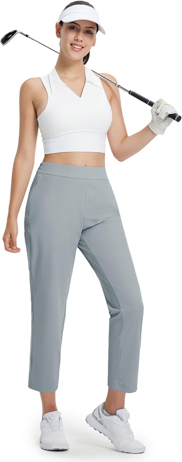 Golf Pants with Zip Pockets 7 8 Ankle Stretch Sweatpants for Athletic Hiking Travel Work Lounge