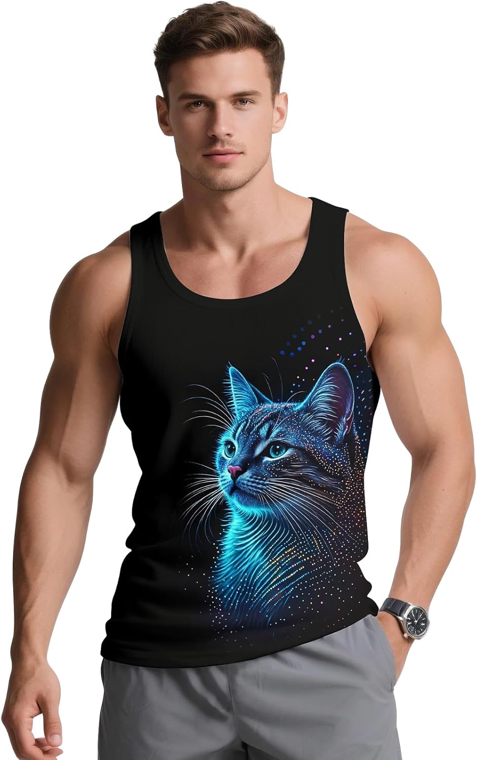 3D Graphic Rave Tank Tops Sleeveless Quick Dry Workout Shirts for Summer Vacation Sports Gym