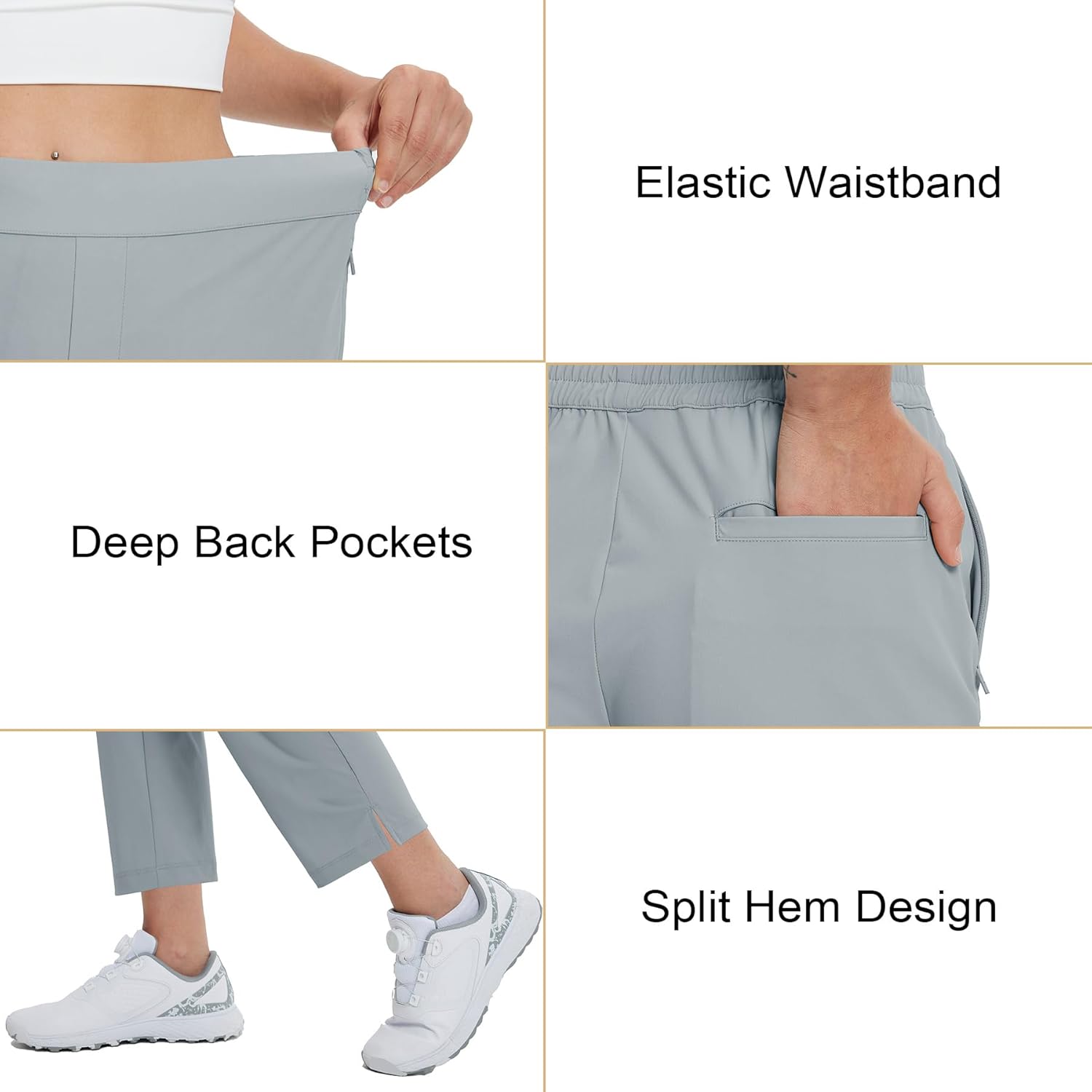 Golf Pants with Zip Pockets 7 8 Ankle Stretch Sweatpants for Athletic Hiking Travel Work Lounge