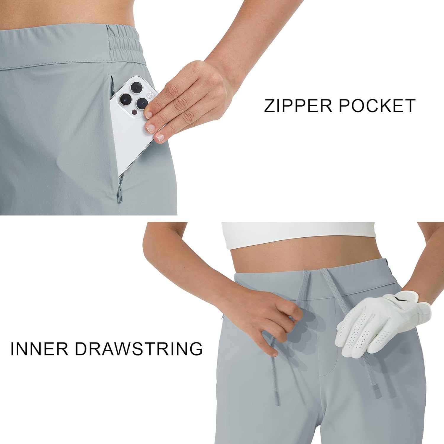 Golf Pants with Zip Pockets 7 8 Ankle Stretch Sweatpants for Athletic Hiking Travel Work Lounge