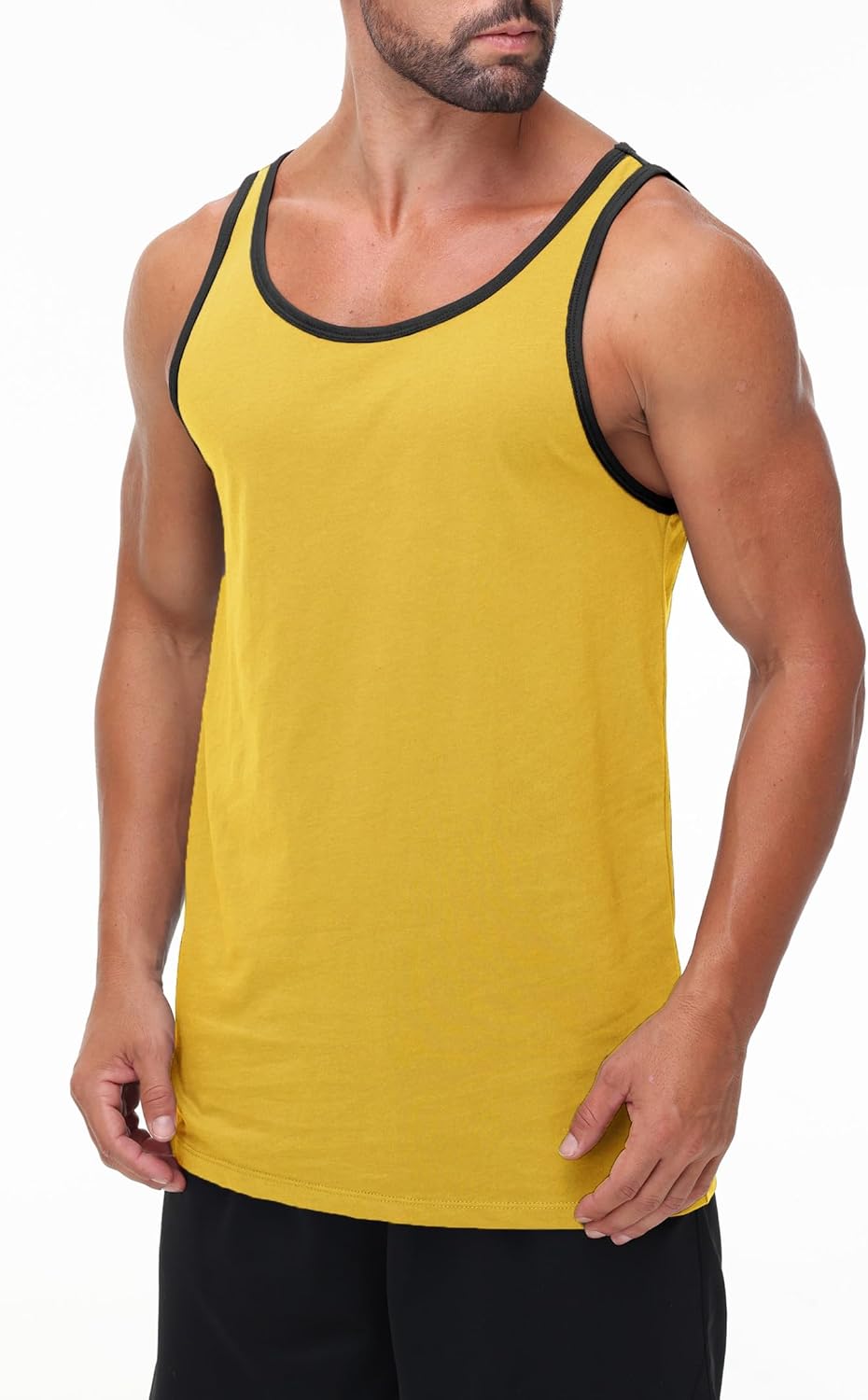 Muscle Tank Top Athletic Sleeveless Shirt Breathable Cotton Polyester Blend for Gym and Casual Wear