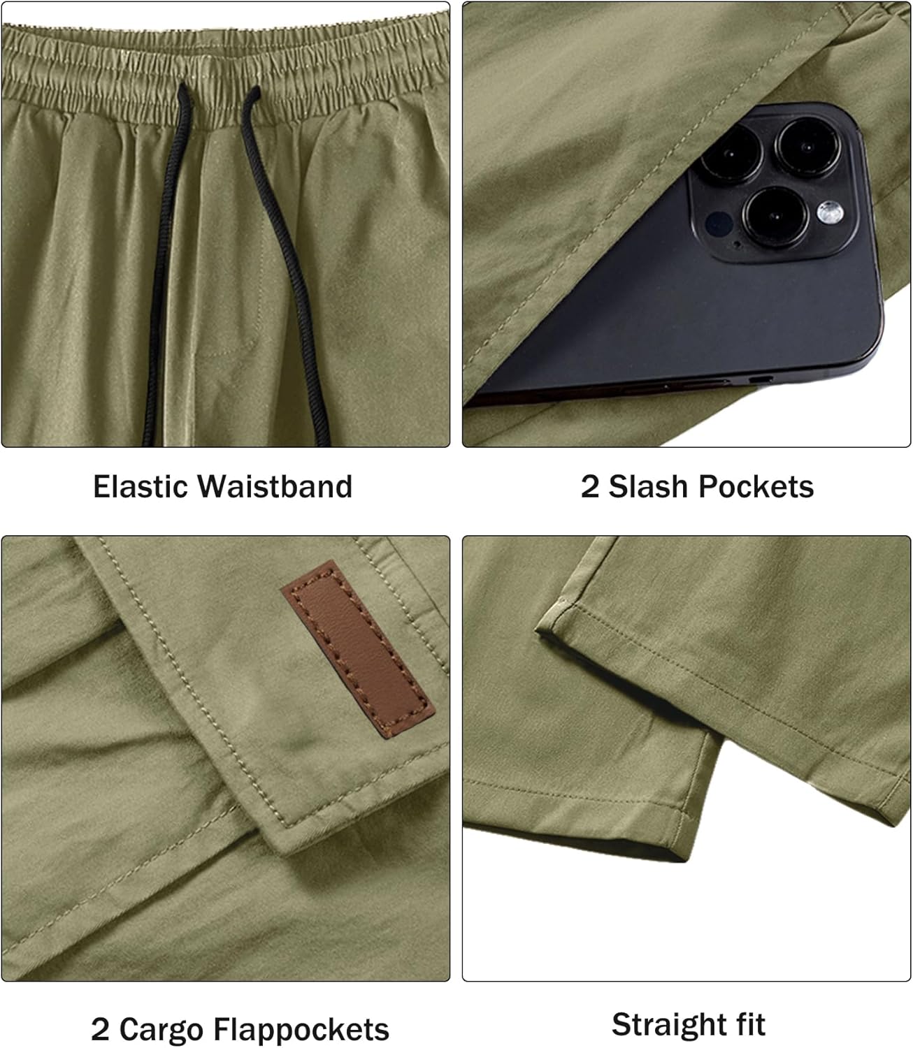 Casual Cargo Pants Workout Joggers Stretch Sweatpants Hiking Drawstring Tactical Pants with Multi Pockets