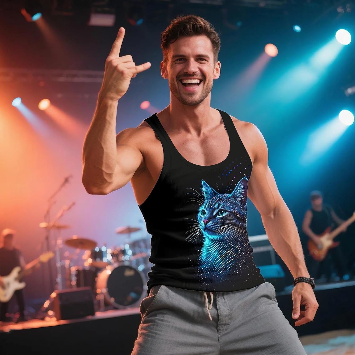 3D Graphic Rave Tank Tops Sleeveless Quick Dry Workout Shirts for Summer Vacation Sports Gym