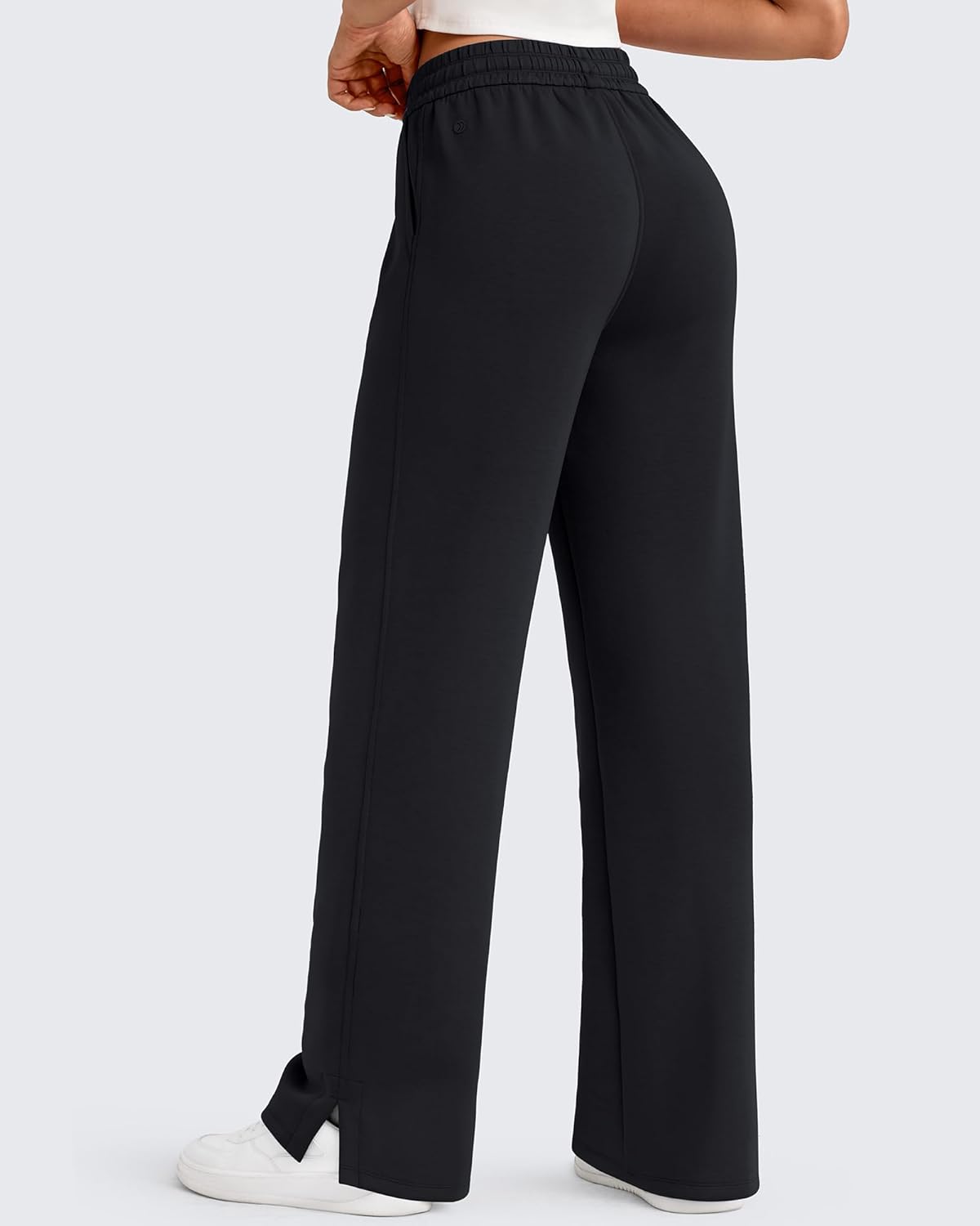 Modal Soft 's Wide Leg Sweatpants High Waisted Drawstring Side Slit Casual Pants