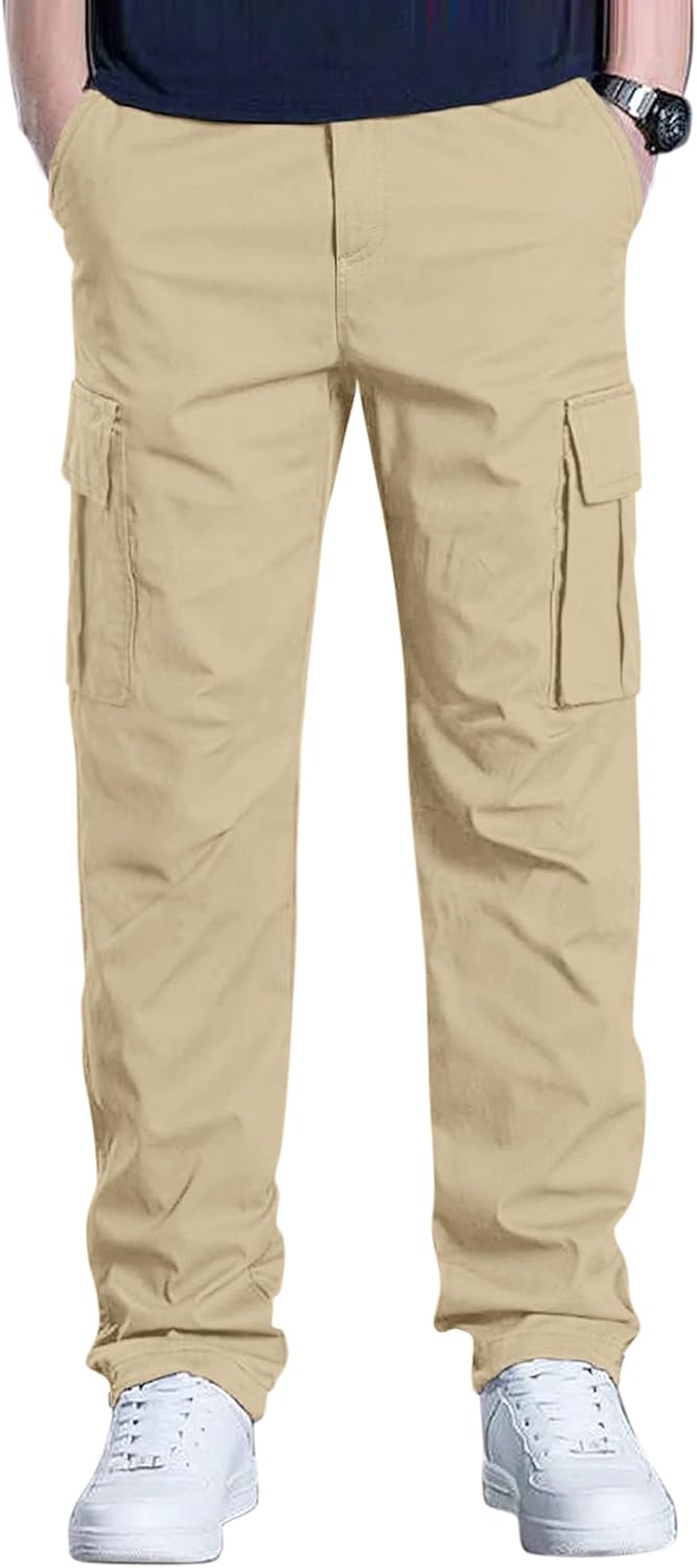Cargo Pants Stretch Sweatpants Elastic Drawstring Casual Workout Joggers Hiking Tactical Pants with 6 Pockets