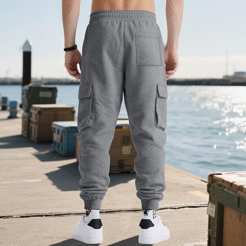 Baggy Cargo Sweatpants for Drawstring Waist Fleece Lined Tactical Joggers Athletic Workout Track Pants