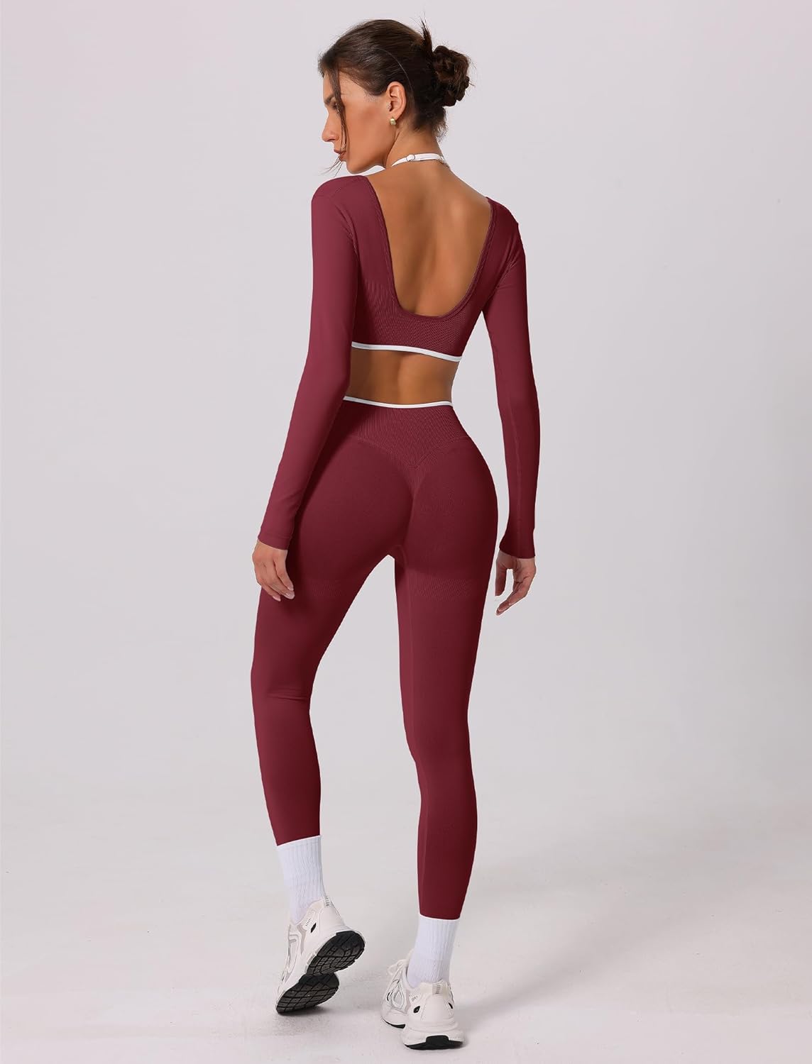 Workout sets for Long Sleeve Adjustable halter strap Crop Top and Anti-squat Pants for gym,Yoga,Pilates Workout sets for Long Sleeve Adjustable halter strap Crop Top and Anti-squat Pants for gym,Yoga,Pilates