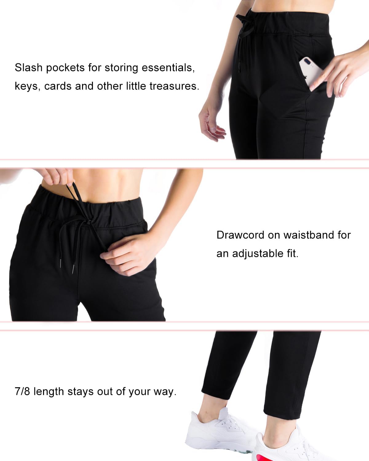 7 8 On The Go Ankle Pants with Pockets Stretch Travel Pants Yoga Casual Lounge Wear