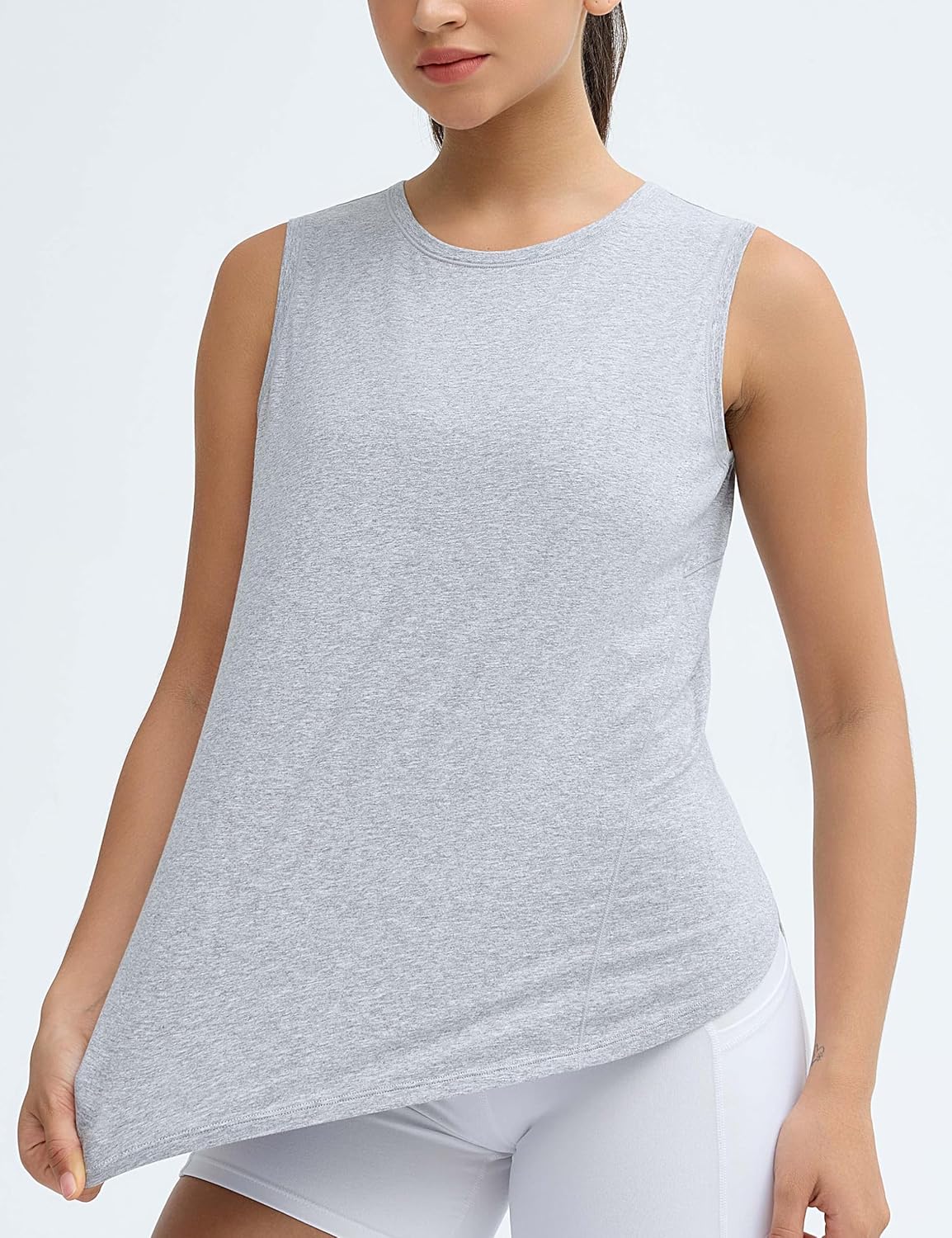 Workout Tank Tops Loose Fit Sleeveless Breathable Yoga Shirts with Side Slits