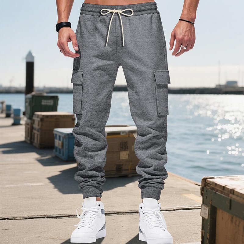 Baggy Cargo Sweatpants for Drawstring Waist Fleece Lined Tactical Joggers Athletic Workout Track Pants