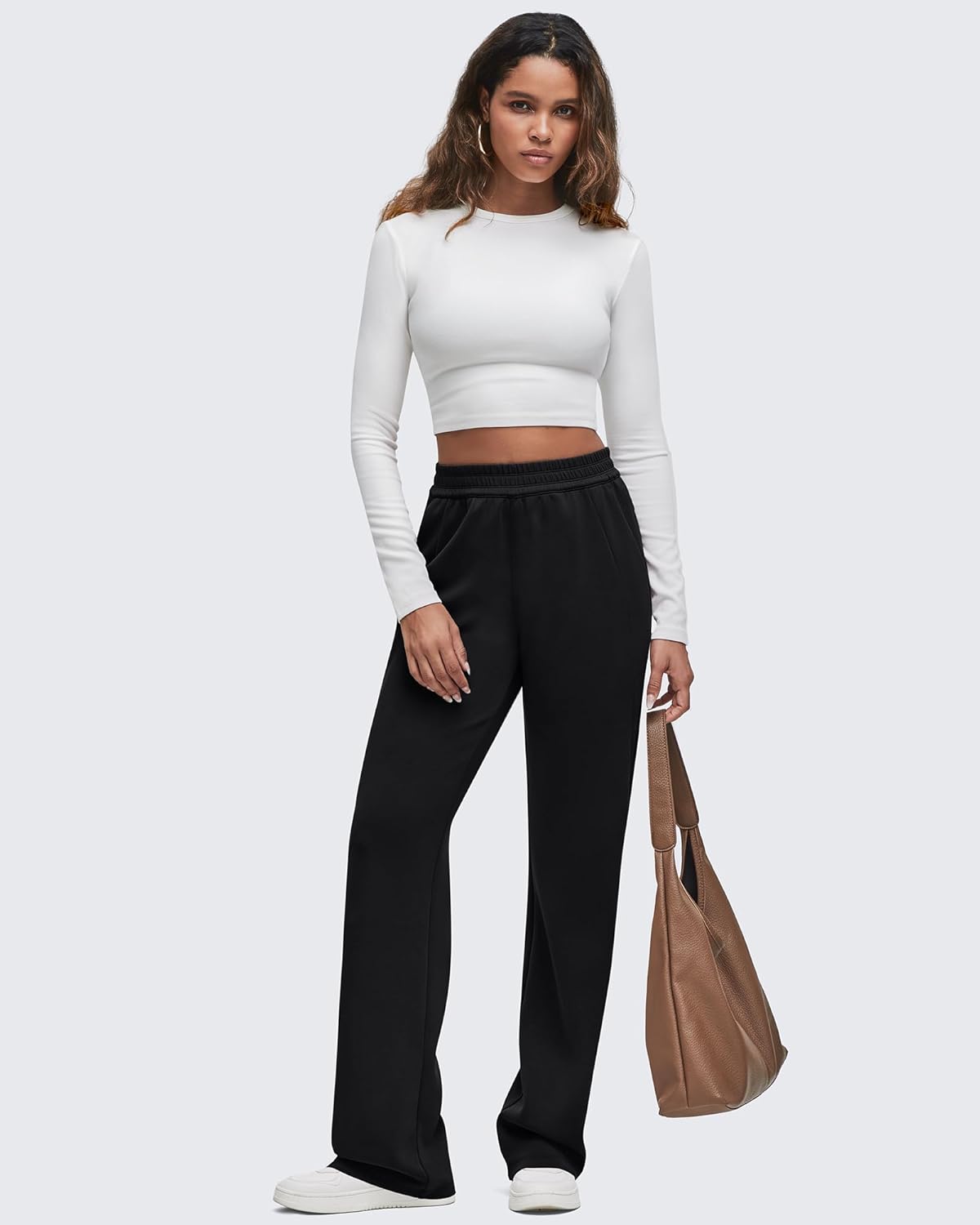Modal Soft Wide Leg Sweatpants for High Waisted Casual Lounge Travel Pants with Pockets