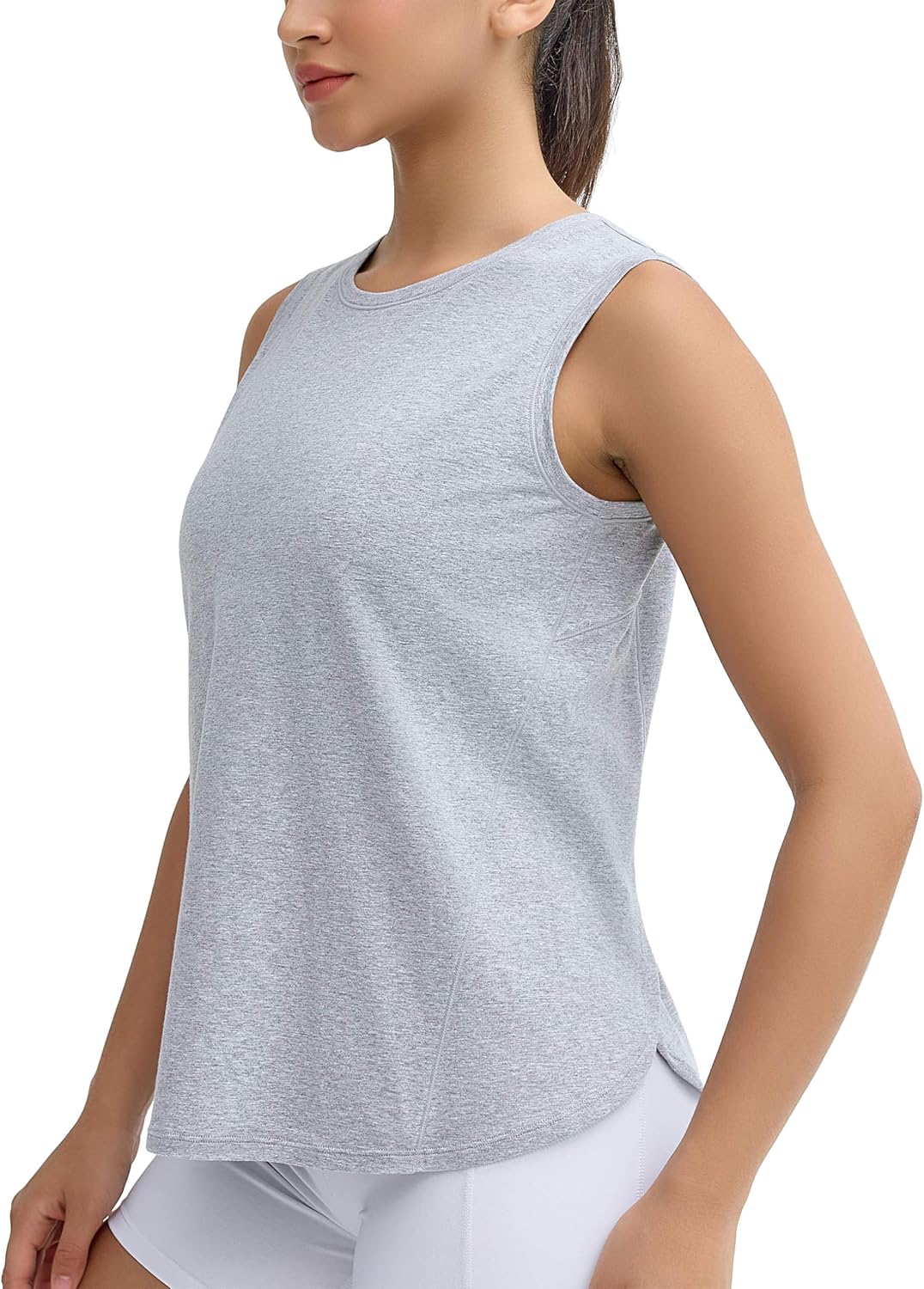 Workout Tank Tops Loose Fit Sleeveless Breathable Yoga Shirts with Side Slits