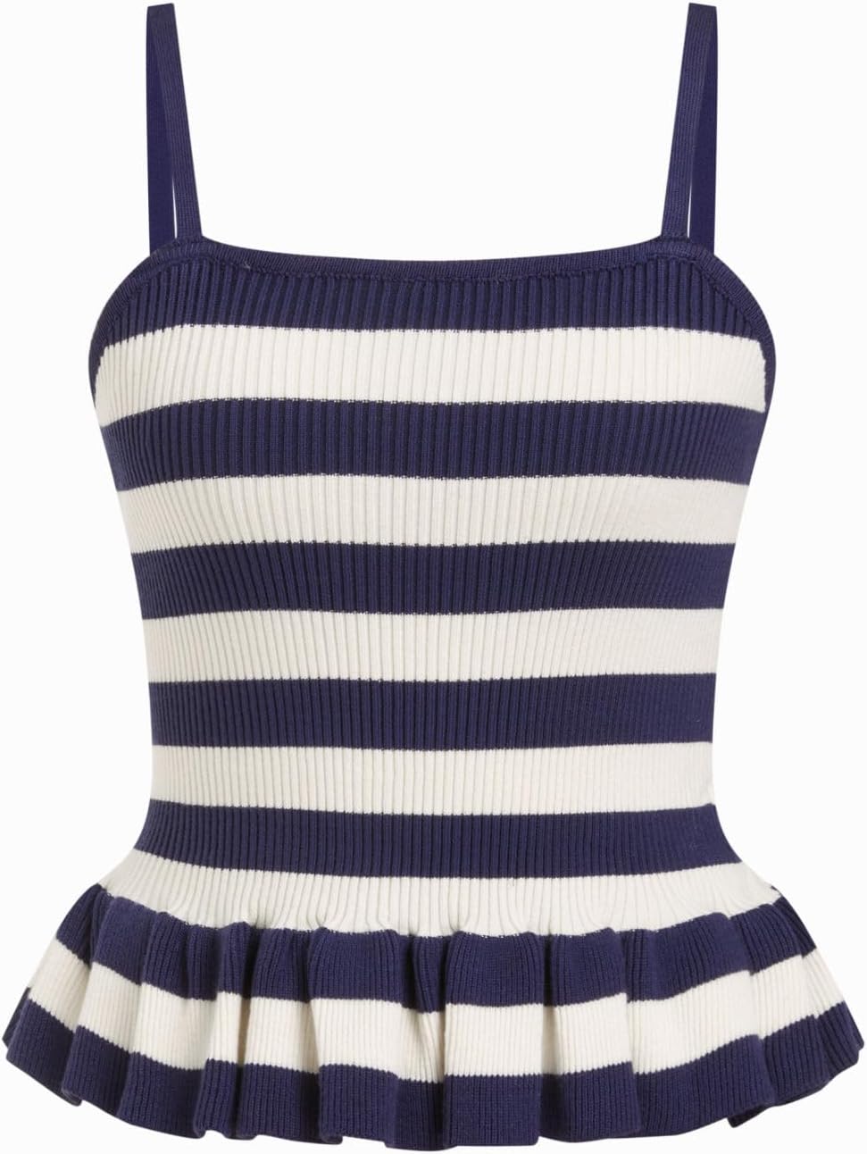 Crop Tank Tops for Sleeveless Square Neck Ruffle Knit Peplum Tops Summer Vacation Outfits
