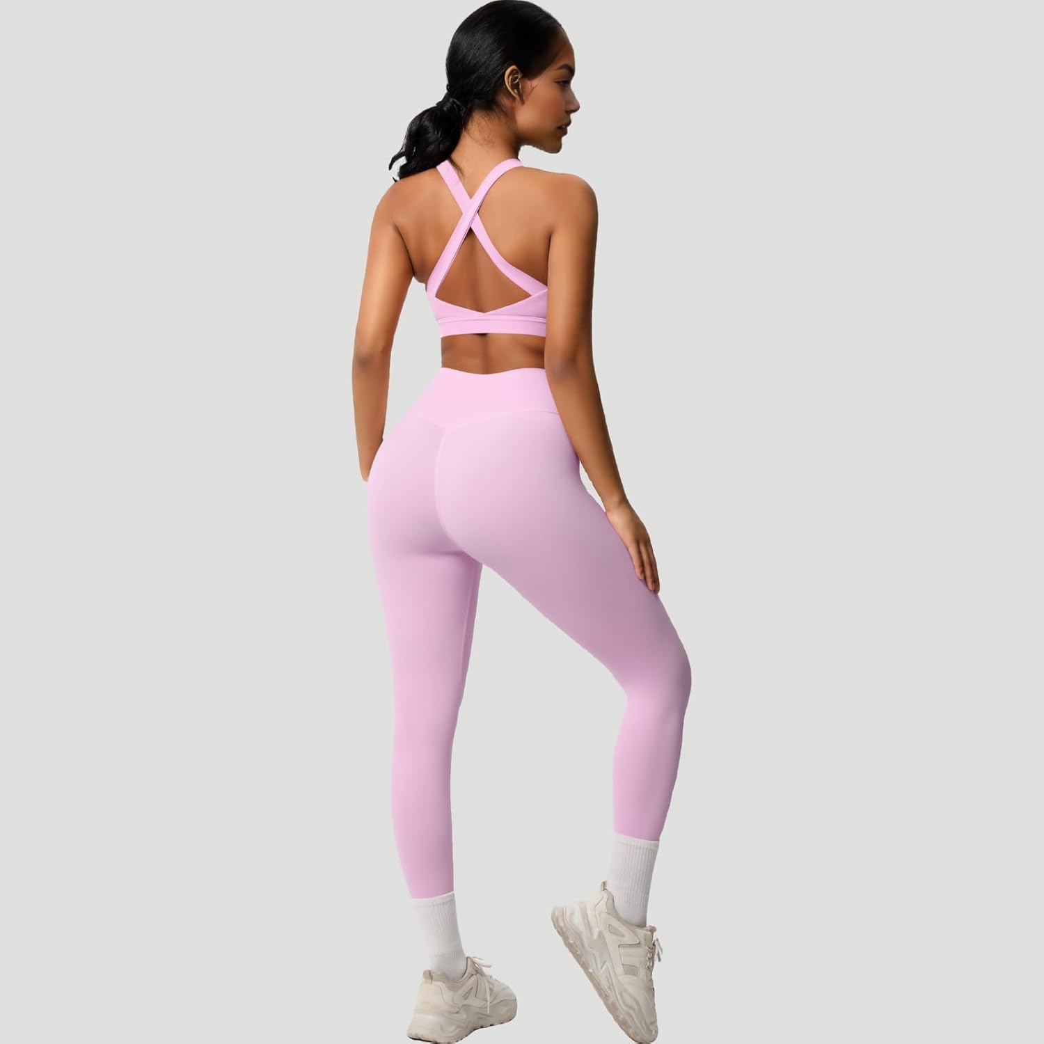 3 Piece \u2019s Workout Set \u2013 Zip-Up Jacket, Sports Bra & High-Waist Leggings \u2013 Stretchy Breathable Yoga Outfit