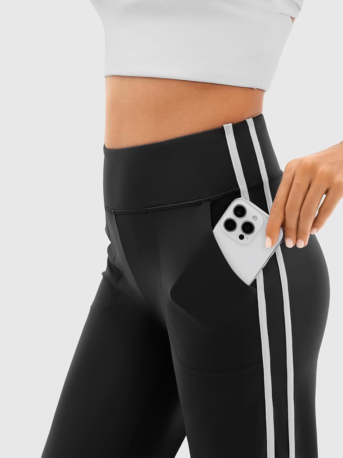 Track Pants –High Rise Yoga Sweatpants with Pockets Contrast Trim Trendy Wide Leg Pants for Gym Sport Street