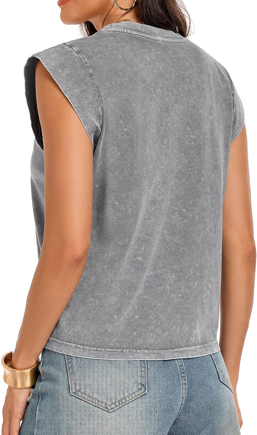 Tank Tops Vintage Crew Neck Cap Sleeve Casual Cropped Tshirts Summer Grunge Streetwear Tee