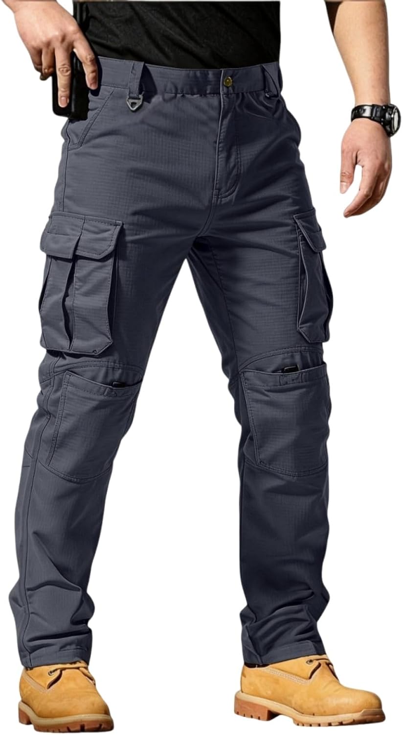 Tactical Rip-Stop Work Pants for Multi-Pocket Durable & Waterproof Cargo Pants for Outdoor Hiking Work