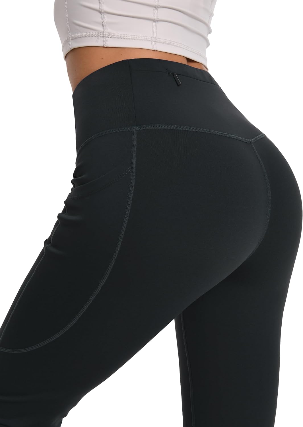 Fleece Lined Pants Winter Thermal Warm Bootcut Flare Leggings Hiking Yoga Pants with Pockets