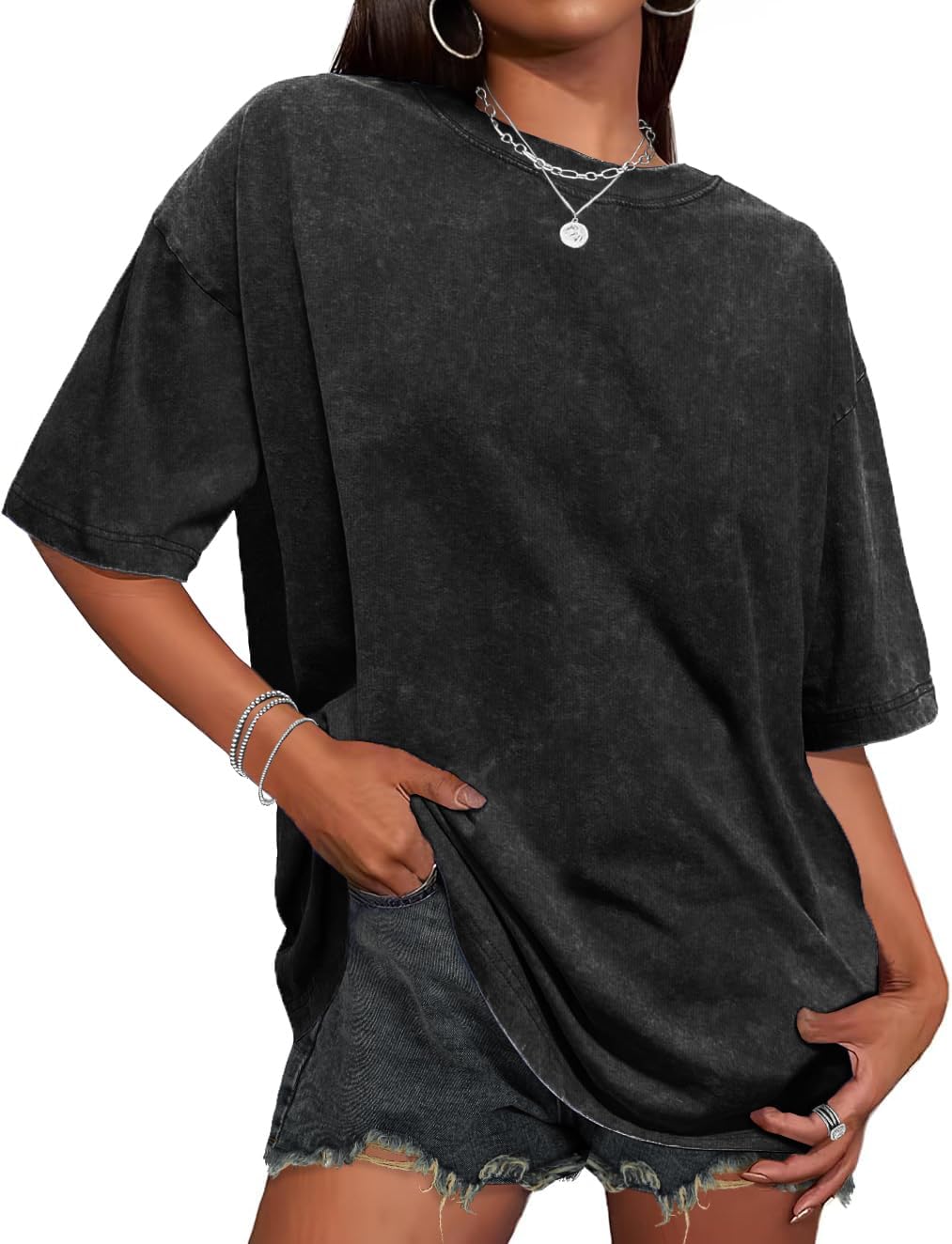Tshirts for Short Sleeve Crew Neck Vintage Basic Loose Casual Tees 2026