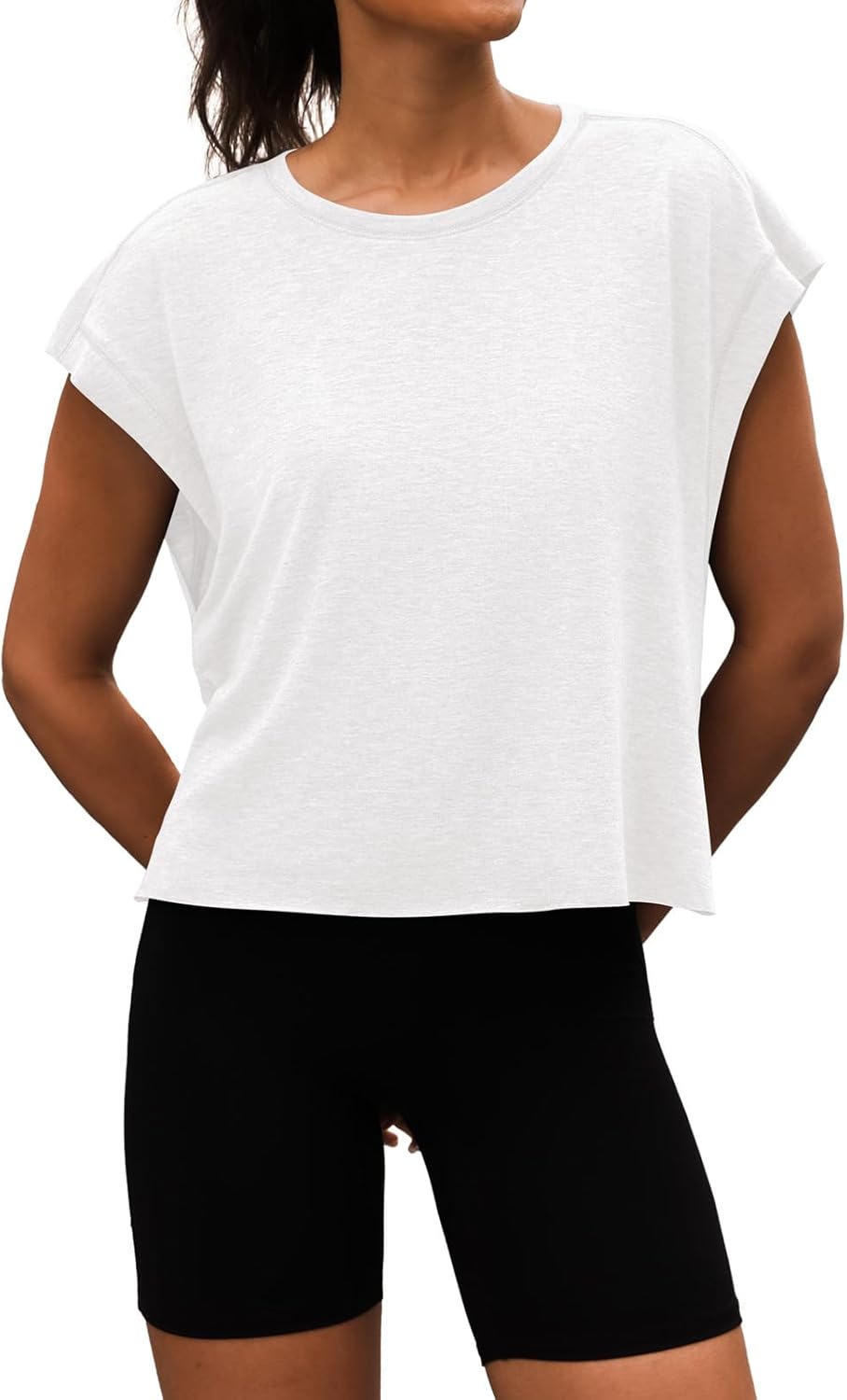 Open Back Workout Shirts Short Sleeve Tops Casual Yoga Y2k Athletic Gym Running Crop Tees