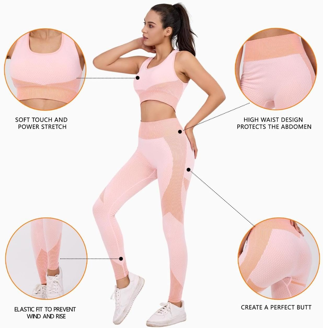 3-Piece Seamless Workout Set – High-Waist Leggings Sports Bra & Crop Top – Yoga & Fitness Gym Activewear